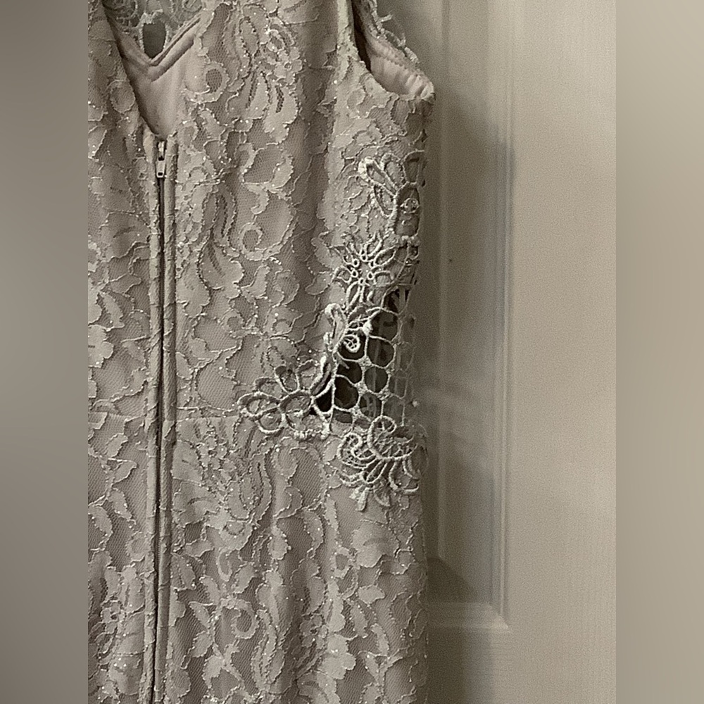 City Triangles Size 5 Juniors Silver Lace Formal Prom floor length Maxi Dress - Picture 11 of 16